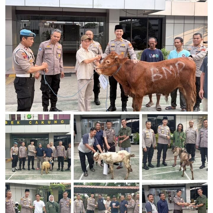 Polsek Cakung Memberikan dan menyalurkan Hewan Qurban untuk Masyarakat Cakung